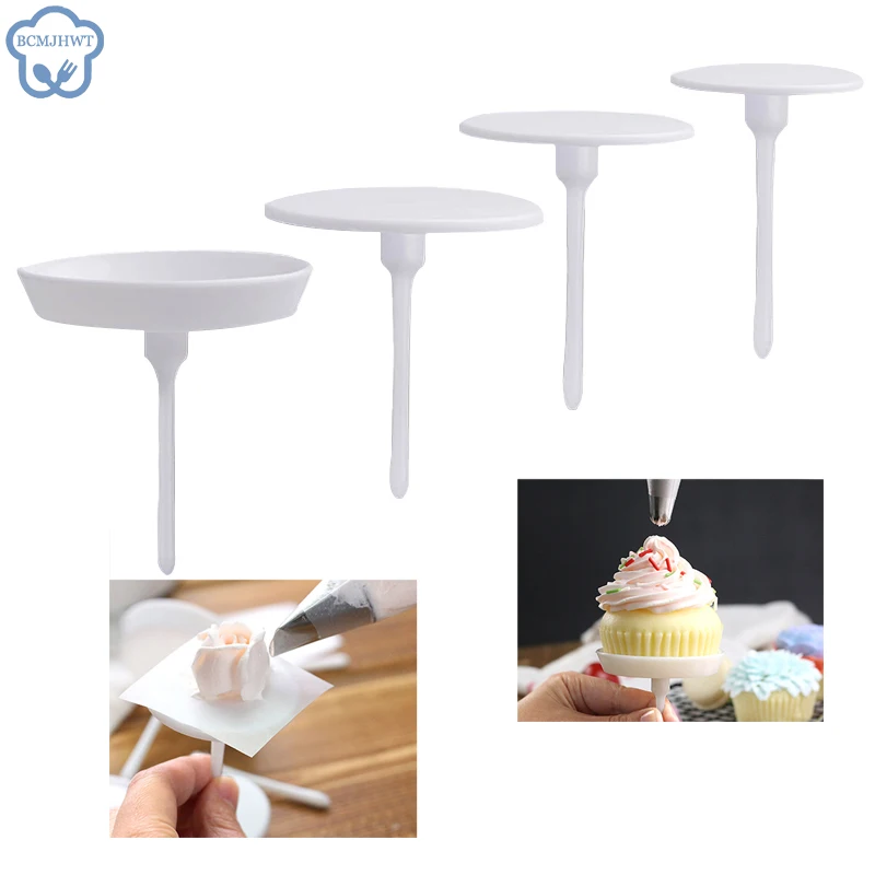 

4pcs/set Cake Flower Nails Plastic Piping Nail Baking Piping Stands Transfer Lift Removable Ice Cream Cake DIY Decorating Tools