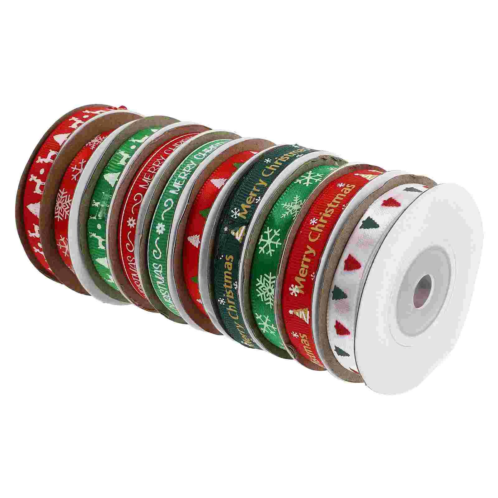 

Christmas Ribbon Ribbons Grosgraingift Wrappingholiday Bow Gifts Printed Festival Winter Set Themed Package Fabric Wreaths Tree