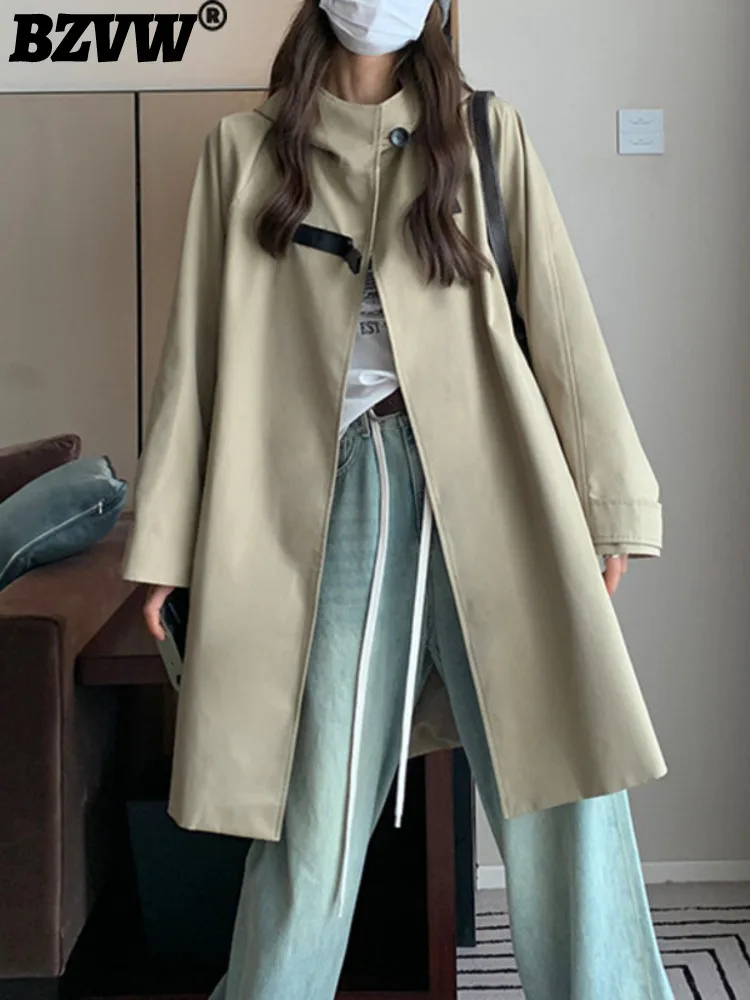 

Ветровка BZVW Женская средней длины, свободный винтажный Универсальный дизайнерский тренчкот свободного покроя, весна-осень 2023