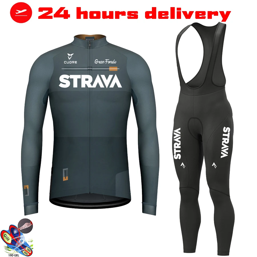 

STRAVA Breathable Long Sleeve Cycling Jersey Set MTB Bike Clothing Spring Autumn Bicycle Jerseys Clothes Maillot Ropa Ciclismo