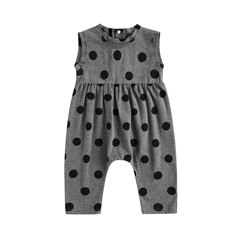 

Baby Girl Boy Summer Jumpsuit Sleeveless Round Neck Dots Print Bodysuit Infant Clothes