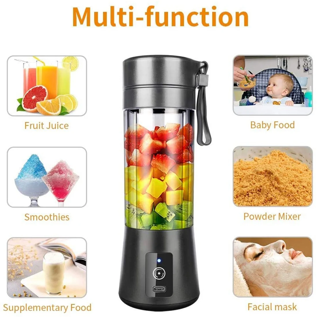 

Portable Blender,Smoothie Blender,Mini Blender for Shakes and Smoothies,USB Rechargeable Home Travel Fruit Juicer Cup