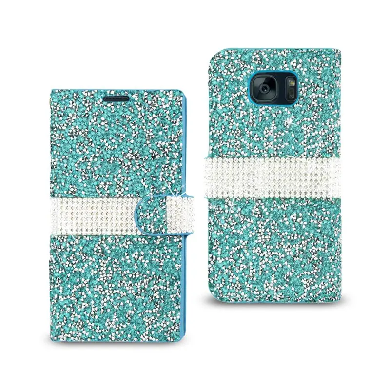 

Phone cases for Folio Phone Case Galaxy S7 Edge Diamond Rhinestone Wallet Case In Blue