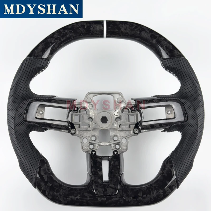 

Real Glossy Forged Carbon Fiber Steering Wheel for Ford MUSTANG 2018 2019 2020 2021 Custom Style
