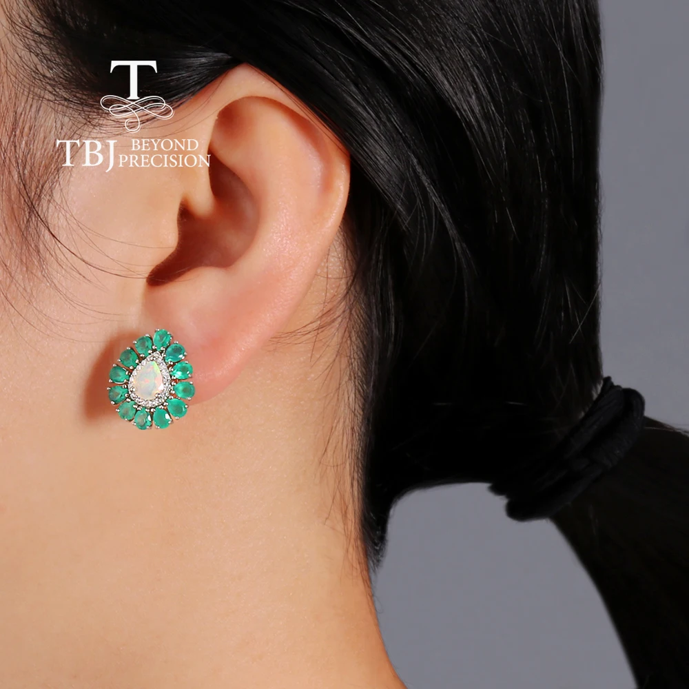 Роскошные серьги в форме груши с разноцветными драгоценными камнями из