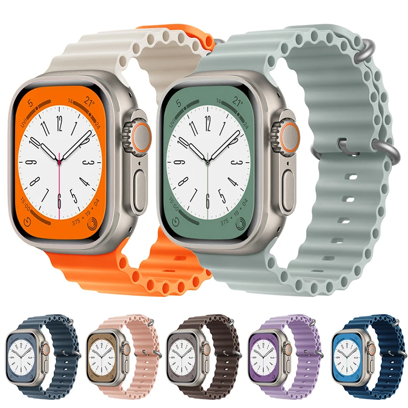 

Ocean Strap for Apple Watch Band 49mm 45mm 44mm 40mm 41mm 42mm Silicone Correa Bracelet for IWatch Ultra Serie 8 7 6 5 3 Se