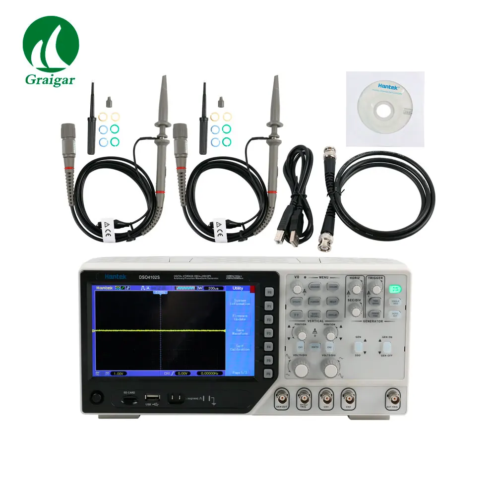 

Цифровой осциллограф Hantek DSO4072S DSO4102S DSO4202S 2 в 1, генератор сигналов, частота дискретизации 2 канала 1 Гвыб/с