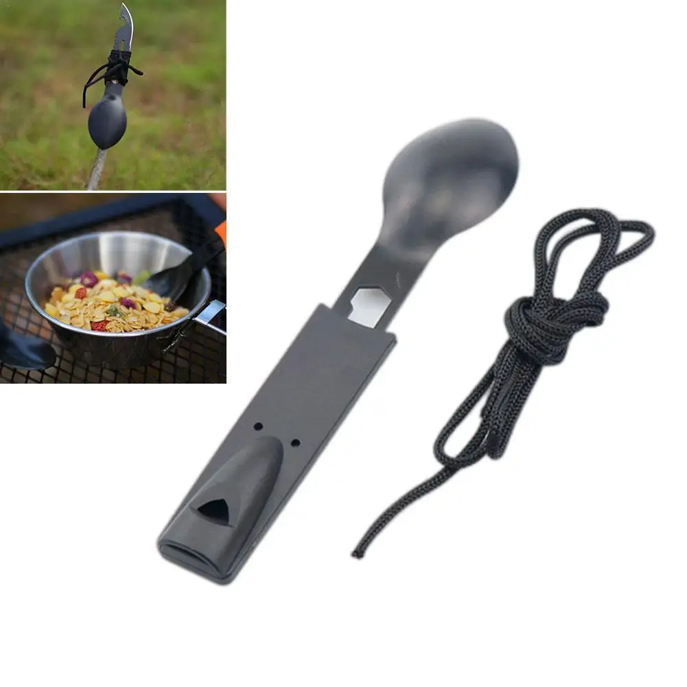 

Multifunctional Portable Steel Corkscrew Fork Spoon Harpoon Survival Outdoor Camping Picnic Hiking BBQ
