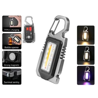 usb charging 500mah led mini flashlight keychain bottle opener 7 modes waterproof camping survival outdoor portable pocket light