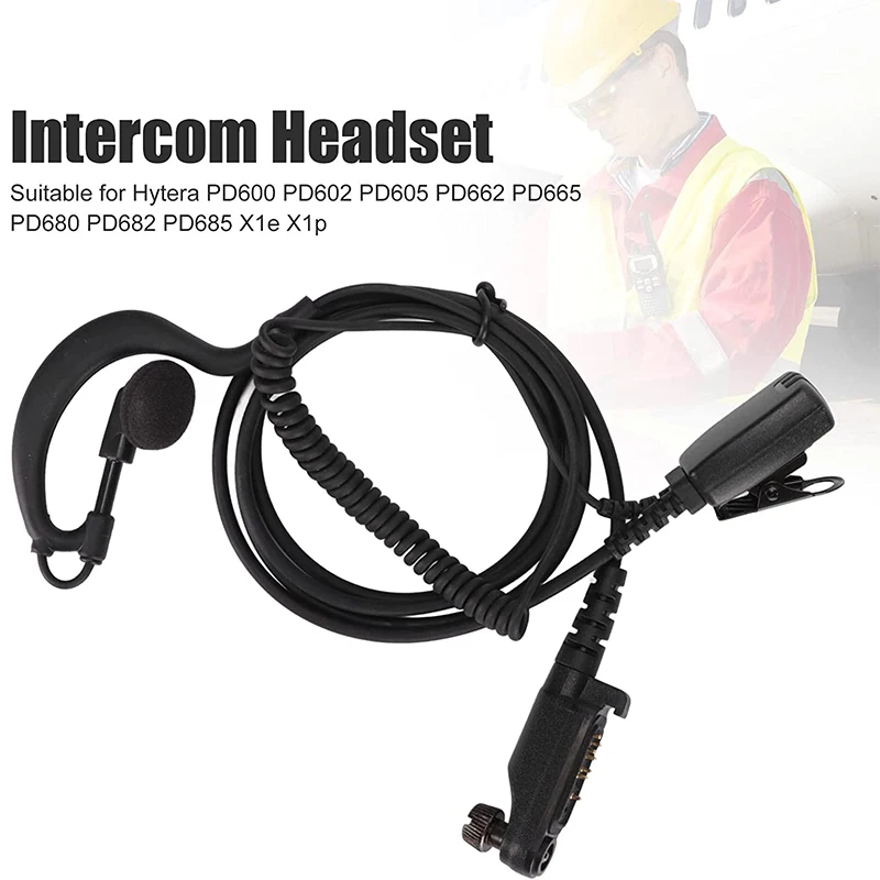 ICCL 2 Way Radio Headset Walkie Talkie Tube Earpiece with PTT for Hytera PD680 PD682 PD685 PD600 PD602 PD605 PD662 PD665 X1p X1e