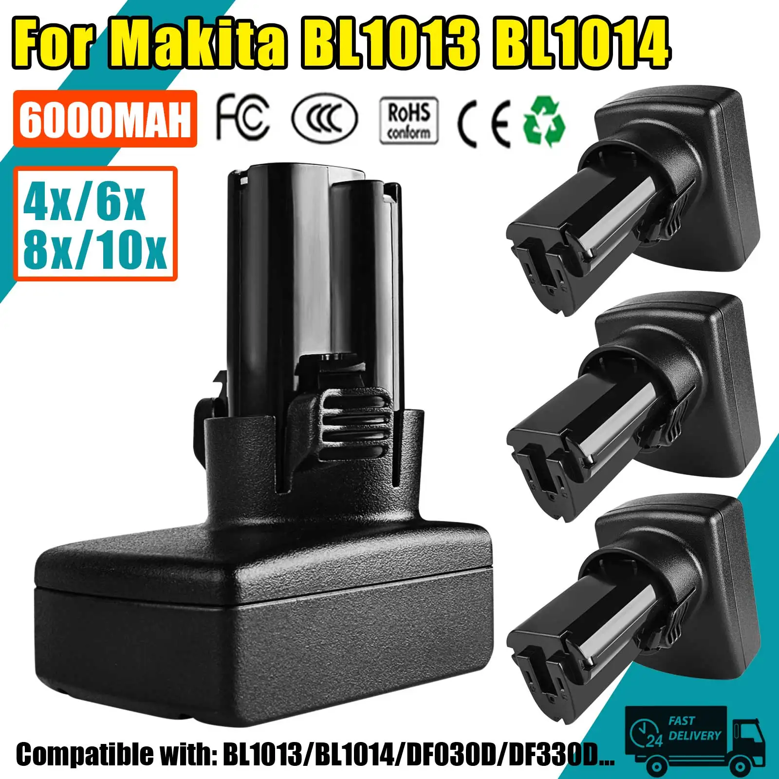 10 шт., Сменные Аккумуляторы 6000 мАч для Makita BL1013, 10,8 В, 12 В, BL1014, BL1015