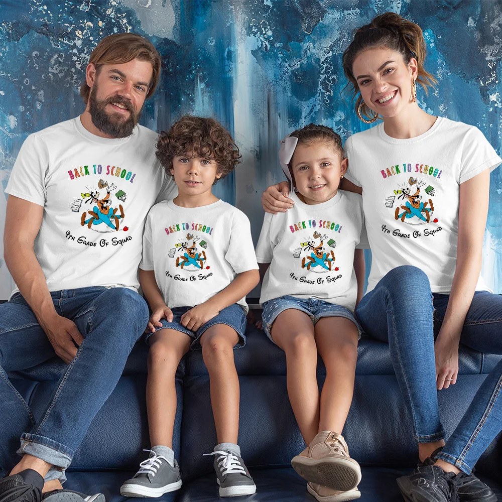 

Goofy наряды с принтом Диснея, семейный образ, серия назад в школу, белые топы, одежда высокого качества, для мам и детей, Прямая поставка, футбо...