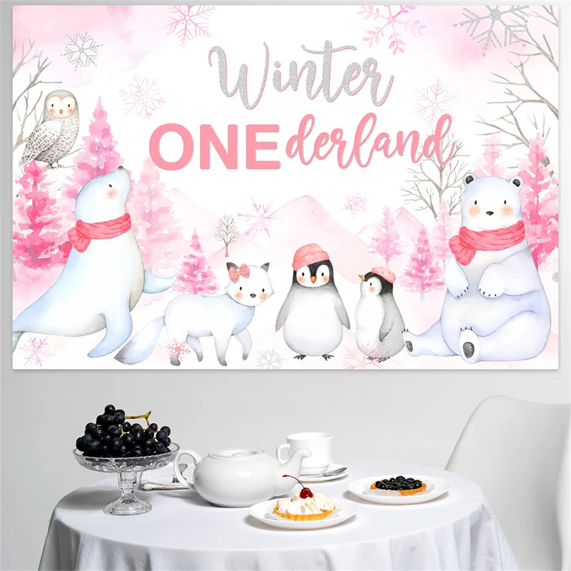 Фотофон с полярными животными пингвин кошка птица зима одна кожа для девочек