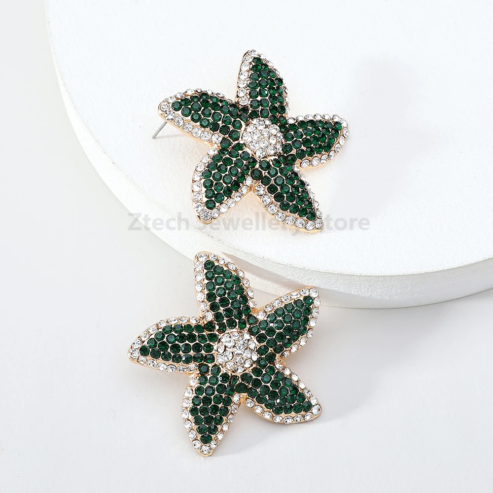 Темпераментные элегантные металлические серьги-гвоздики с морской звездой и