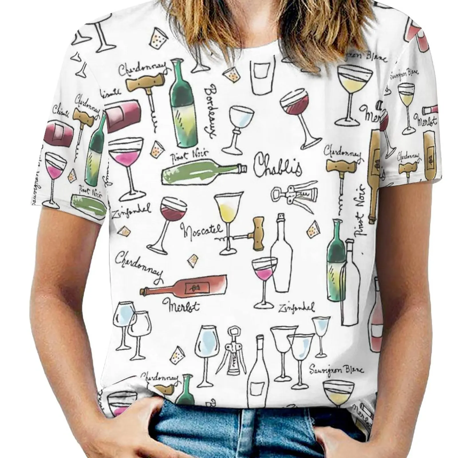 

Taste Of Wine T Shirts Various Wines Korean Fashion Oversize T-Shirt Short Sleeve Women Harajuku Tee Shirt Summer Graphic Tops
