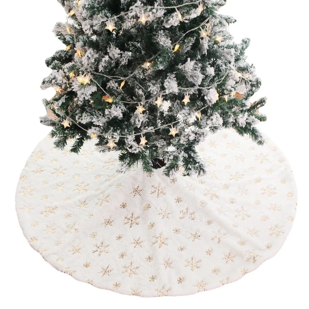 

LUCIDDREAM Вышитая Рождественская юбка с бусинами , белый плюшевый толстый коврик, напольный коврик, чехол для украшения рождественской елки 122 см