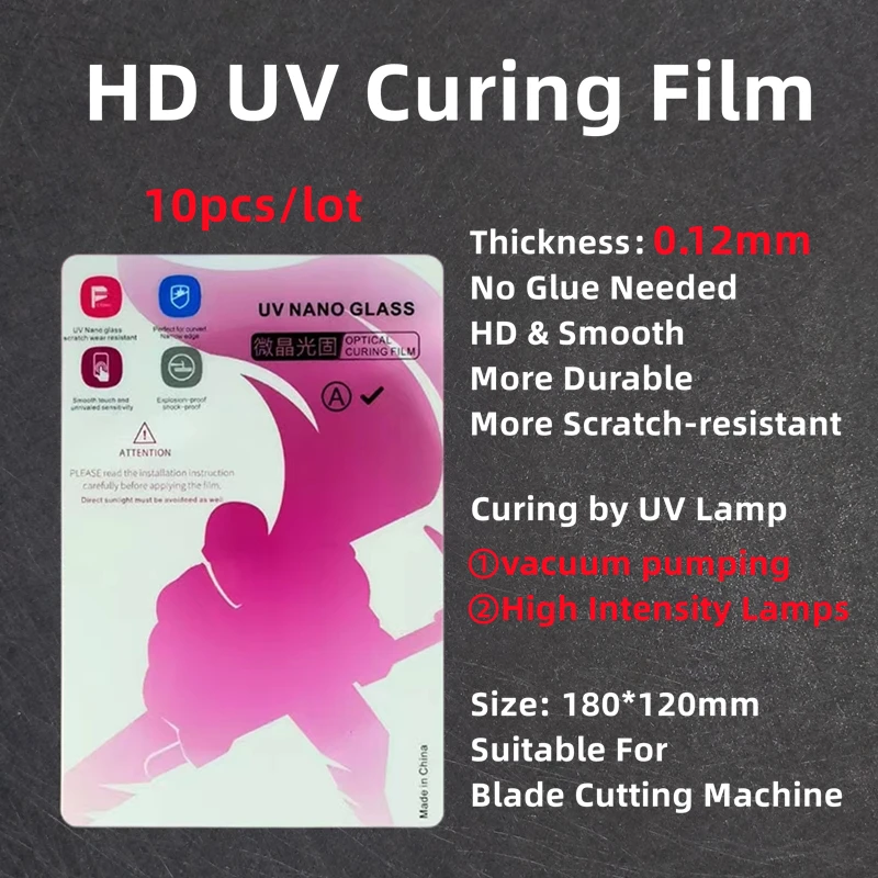 50pcs HD UV Curing Film For Cutting Machine Plottter Flexible UV-Optics Film For iPhone Curved Screen Protector Without Cut Time