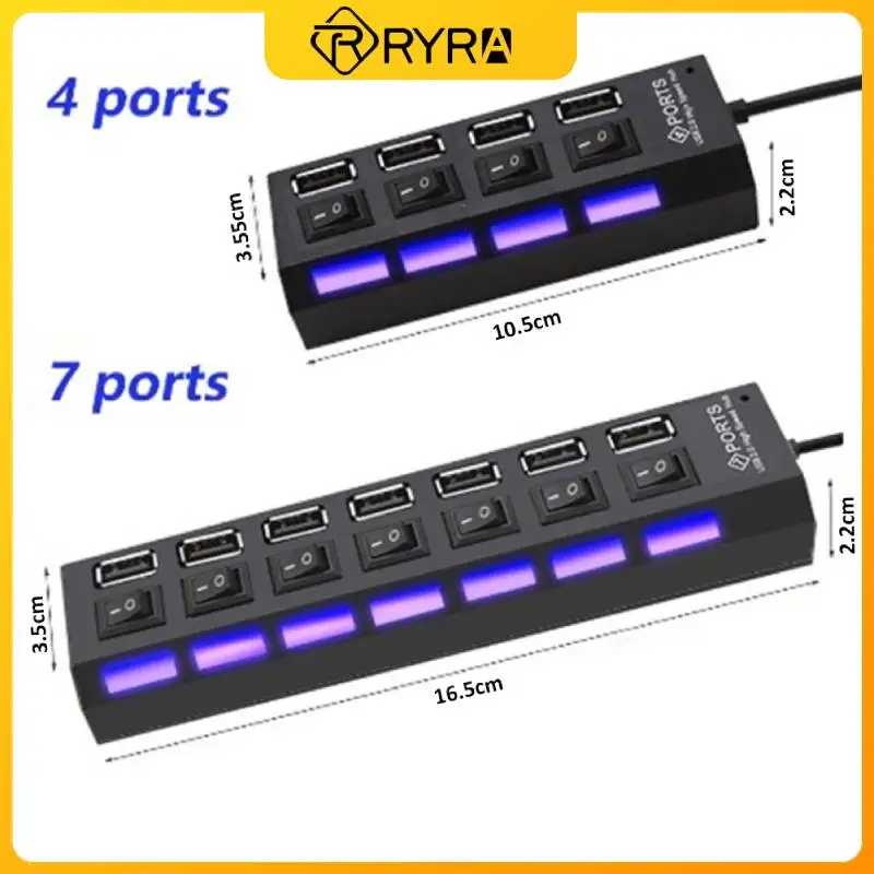 

RYRA USB 2.0 Hub USB Hub 2.0 Multi USB Splitter Hub Use Power Adapter 4/7 Port Multiple Expander USB 3.0 Hub with Switch Cable