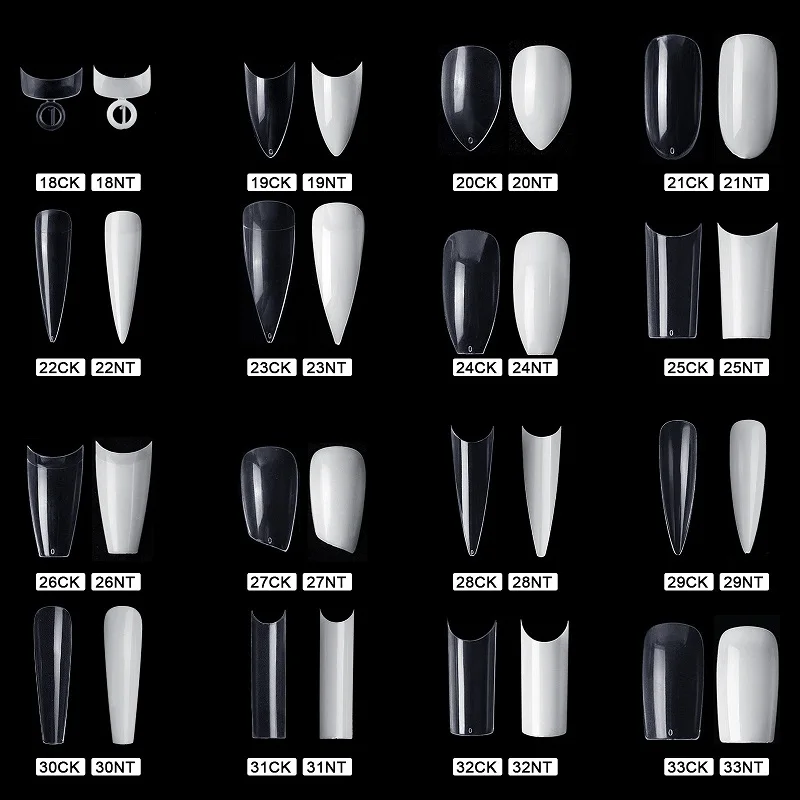 FlorVida 500 Tips Kit Bagged Fake False Nails Full Half French Acrylic ABS For Manicure Fingers Toes Set C Smile Sharp 10 Sizes images - 6