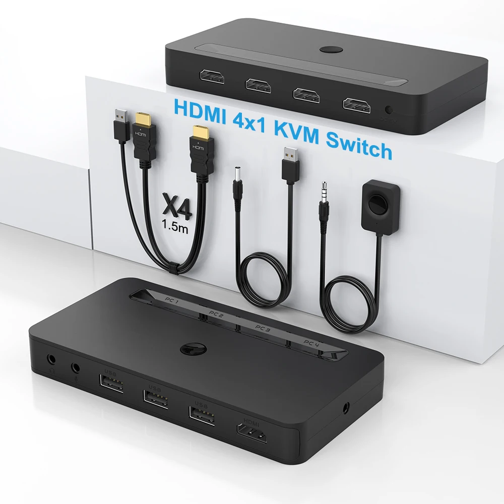 

4K KVM HDMI Switch Switcher Splitter Box For PC Shared Keyboard Mouse Printer Printer Plug Paly Video Display USB Splitter