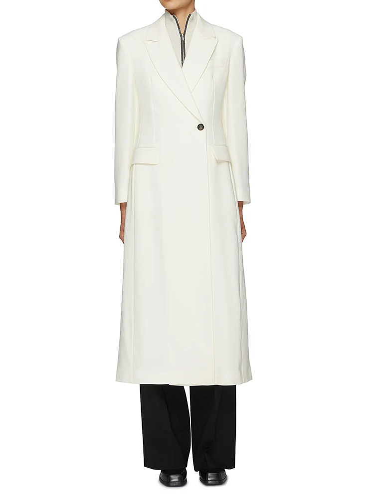 Женский бежевый приталенный Блейзер до колена новый пиджак с отложным