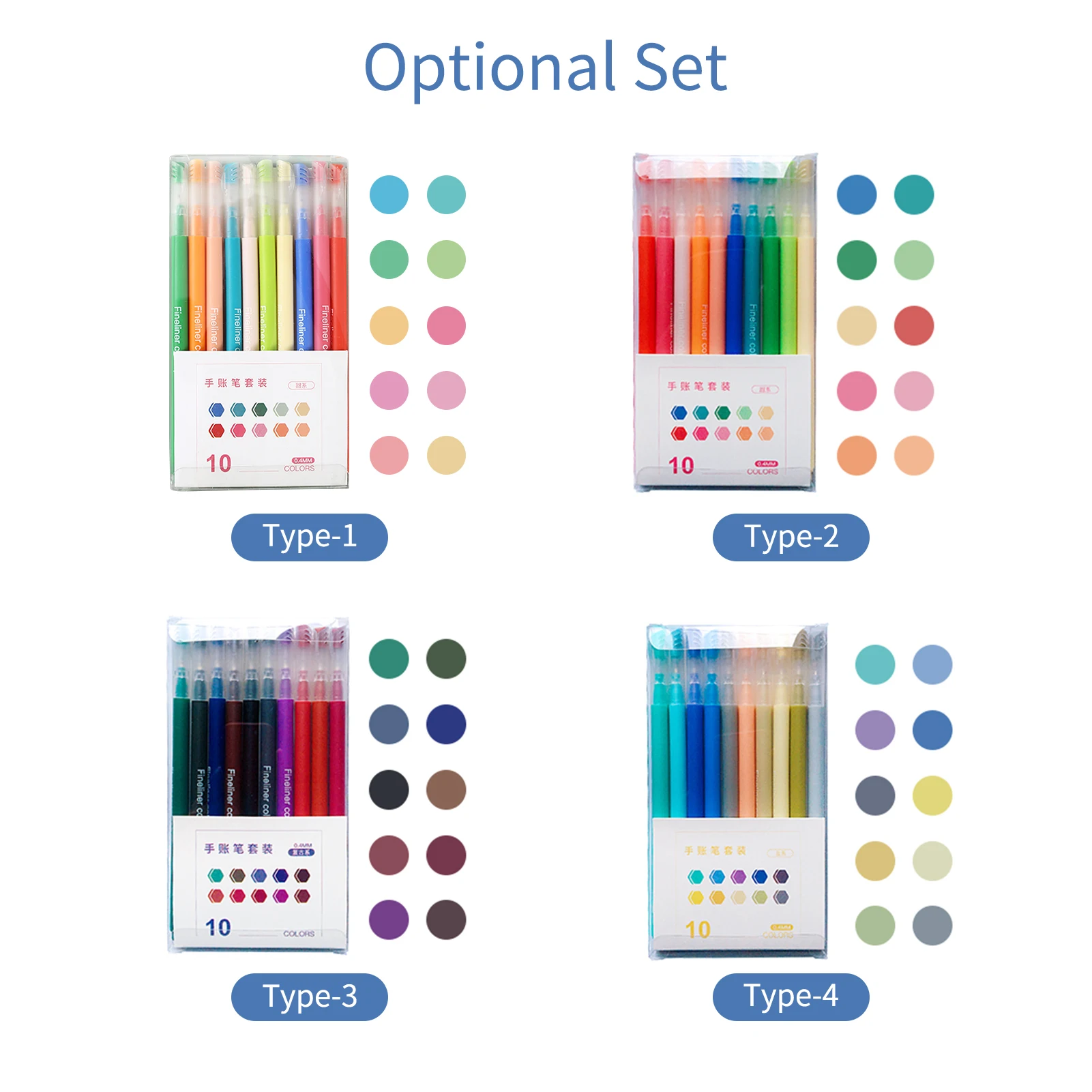 

10 Color Pens Set Writing Pens 0.4mm Tip Fineliner Fast-dry for Journaling Writing Detail Note Taking Coloring School Office