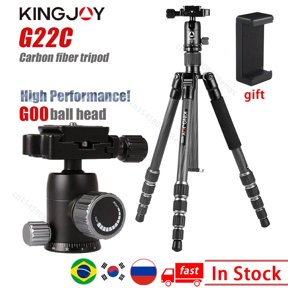 

KINGJOY G22C Professional Carbon Fiber Tripod For Digital Camera Tripode Suitable For Travel Top Quality Camera Stand 143cm Max