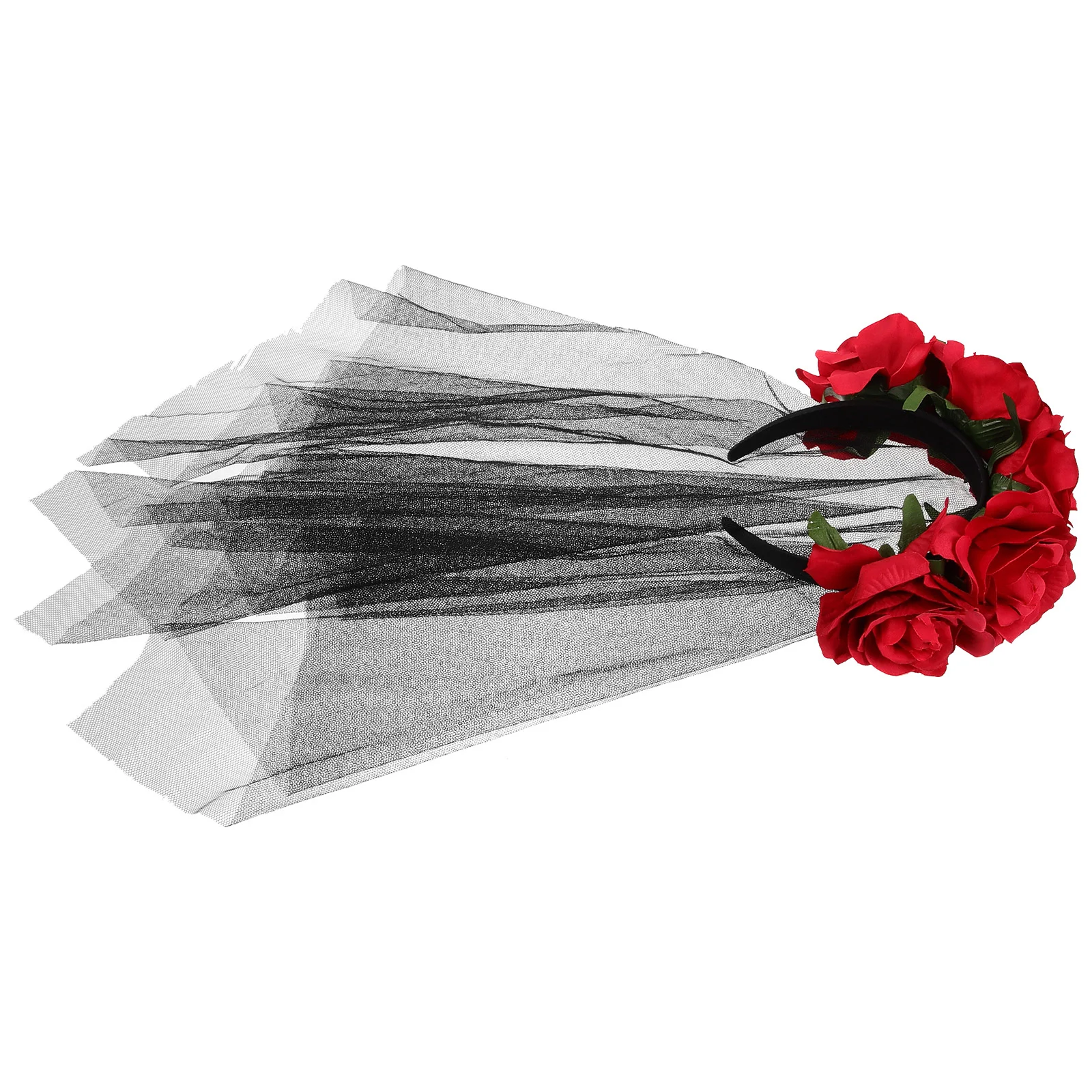 Черная вуаль невесты повязка на голову Хэллоуин с розой готическая одежда