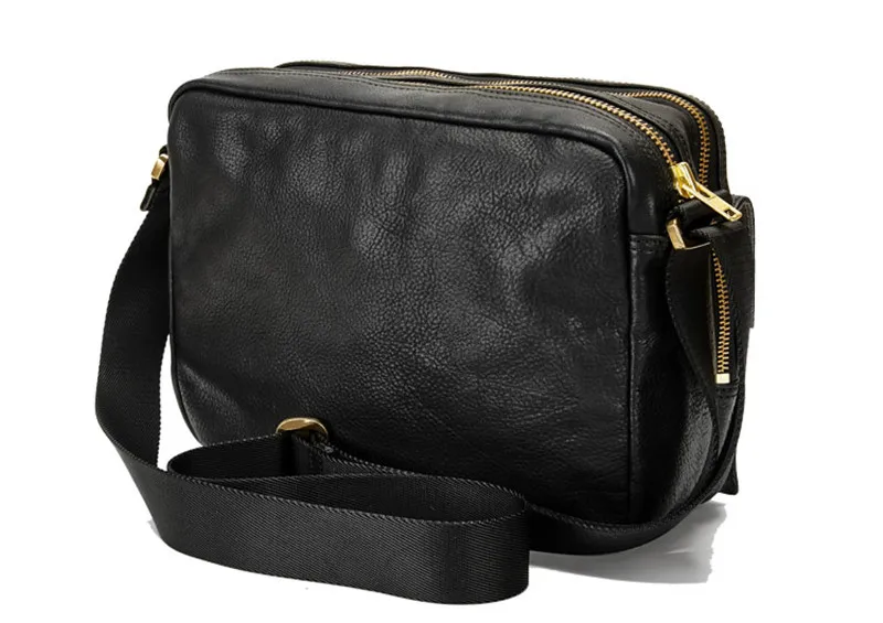 Casual luxury genuine leather men's black messenger bag outdoor designer high-quality natural first layer cowhide shoulder bag