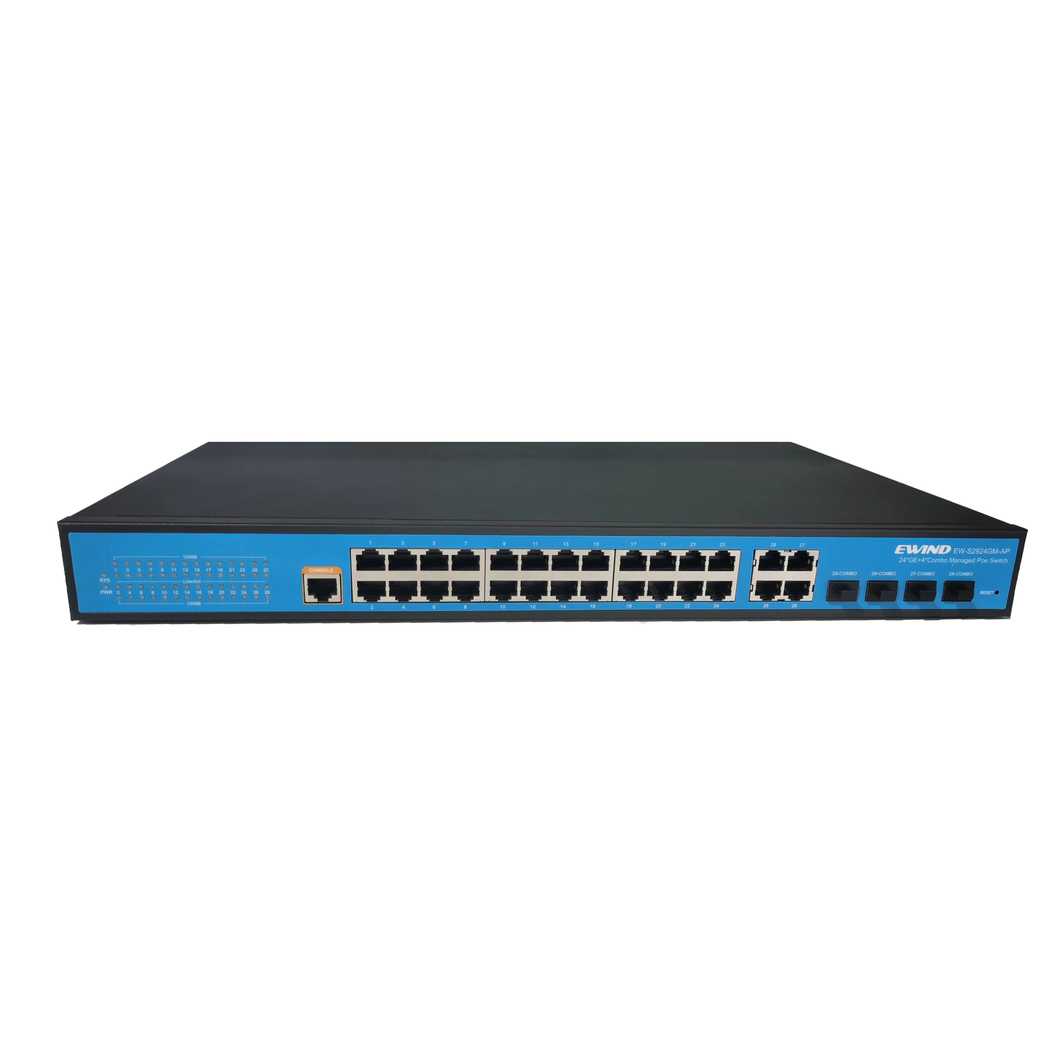 

Коммутационный хаб, управляемый 24-портовый гигабитный коммутатор Ethernet с комбинированным портом SFP 400 Вт