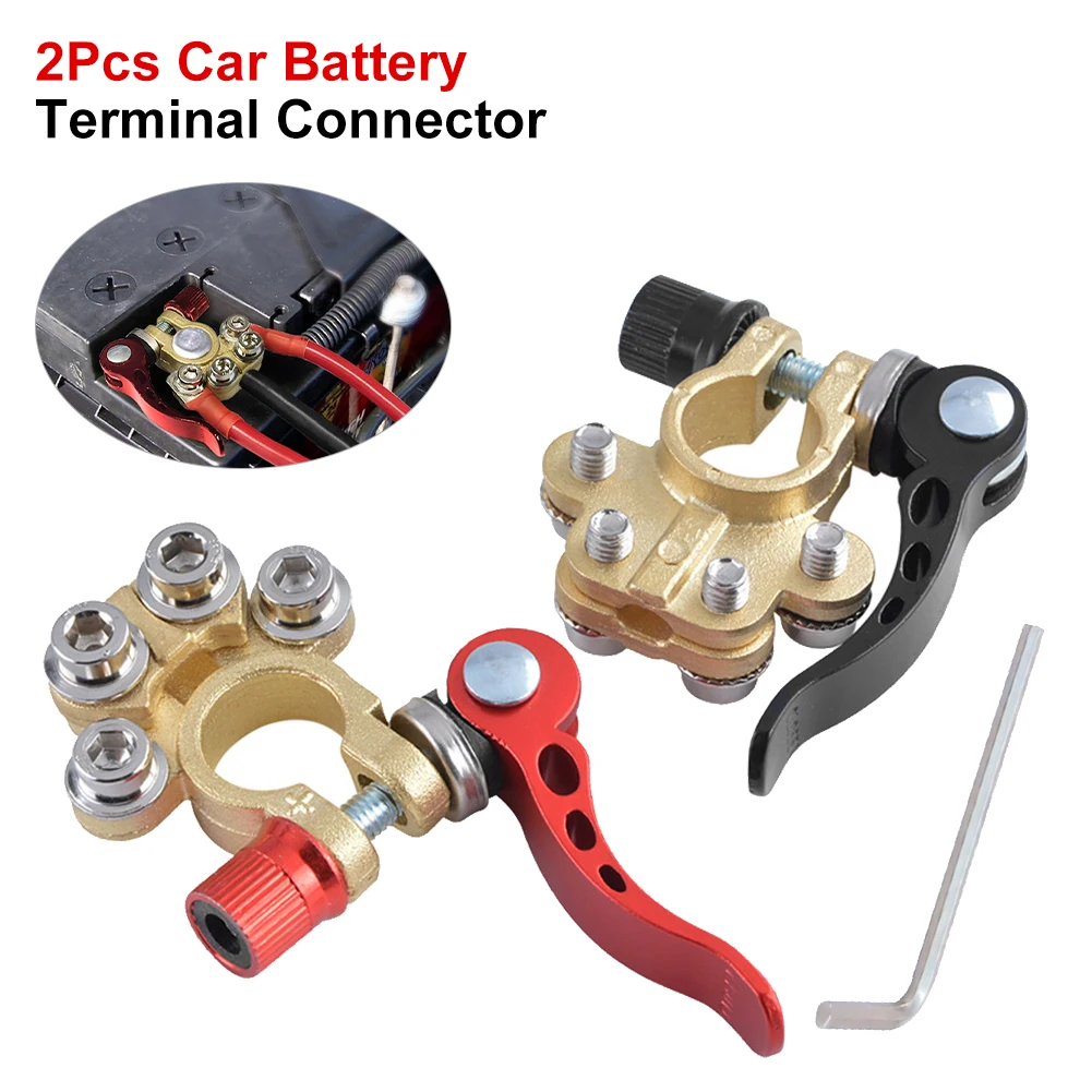 

1 Pair Car Battery Terminals Connectors Quick Release Disconnect 12V/24V Wire Cable Clamp Clip Screw Wire Connectors for Car