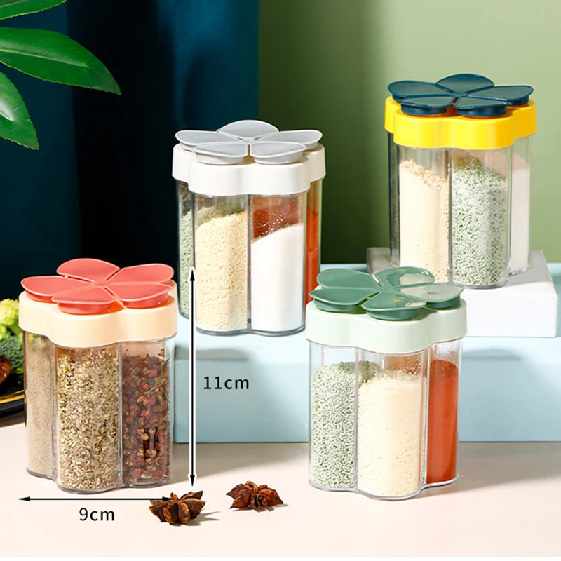 

5 In 1 Multifunctional Flap Seasoning Container Seasoning Jar Spice Bottle Sealed Lid Kitchen Spice Tank Rack Kitchen Spice Rack