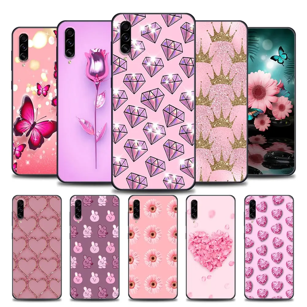 

Cute Pink Flower Animals Phone Case for Samsung A10 e S A20 A30 A30s A40 A50 A60 A70 A80 A90 5G A7 A8 2018 Soft Silicone