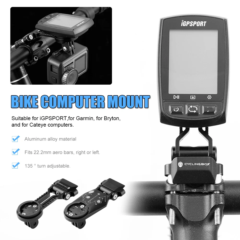 

Bike Computer Mount Aluminum Alloy Speedometer Mount Holder with 3 Adapter for 22.2mm iGPSPORT Garmin Bryton Cateye GoPro Camera