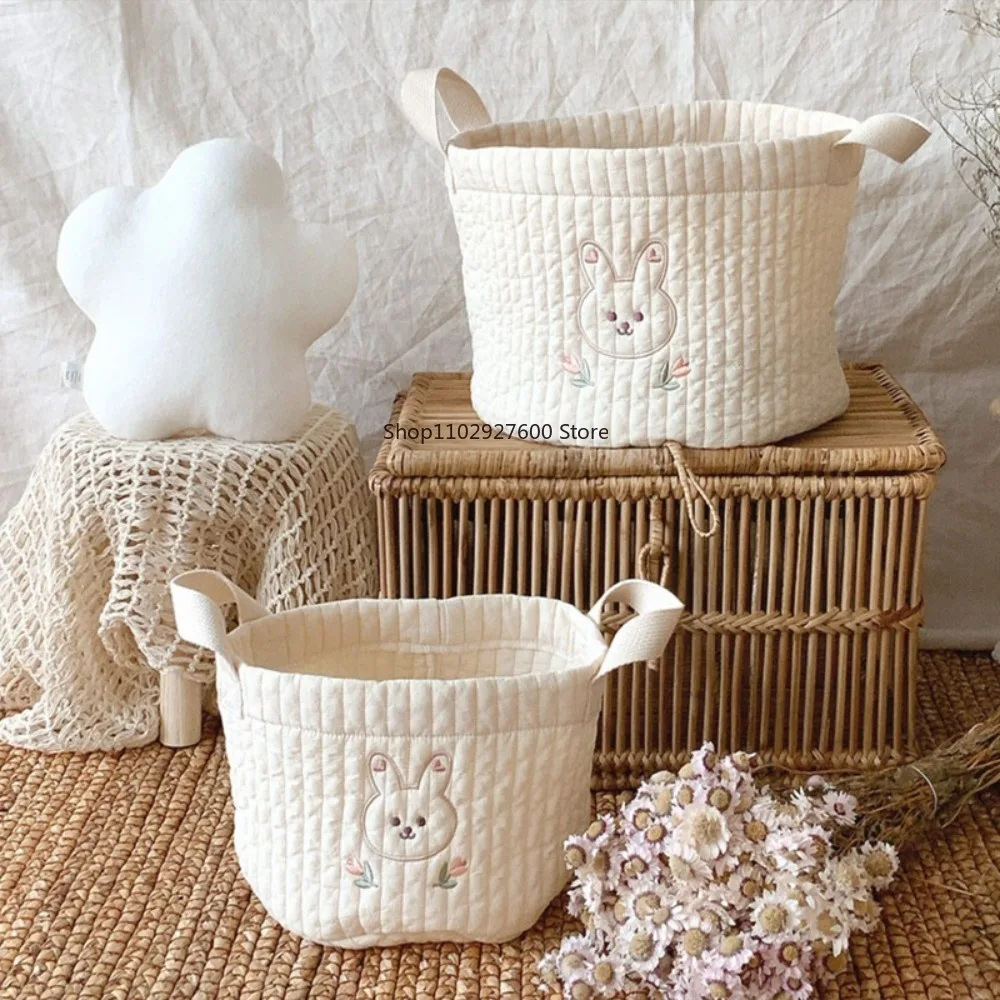 Бежевая хлопковая вышивка детские подгузники тканевая сумка для игрушек