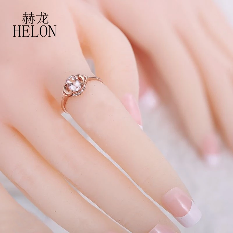 HELON однотонное кольцо из розового золота 14 карат AU585 натуральные бриллианты