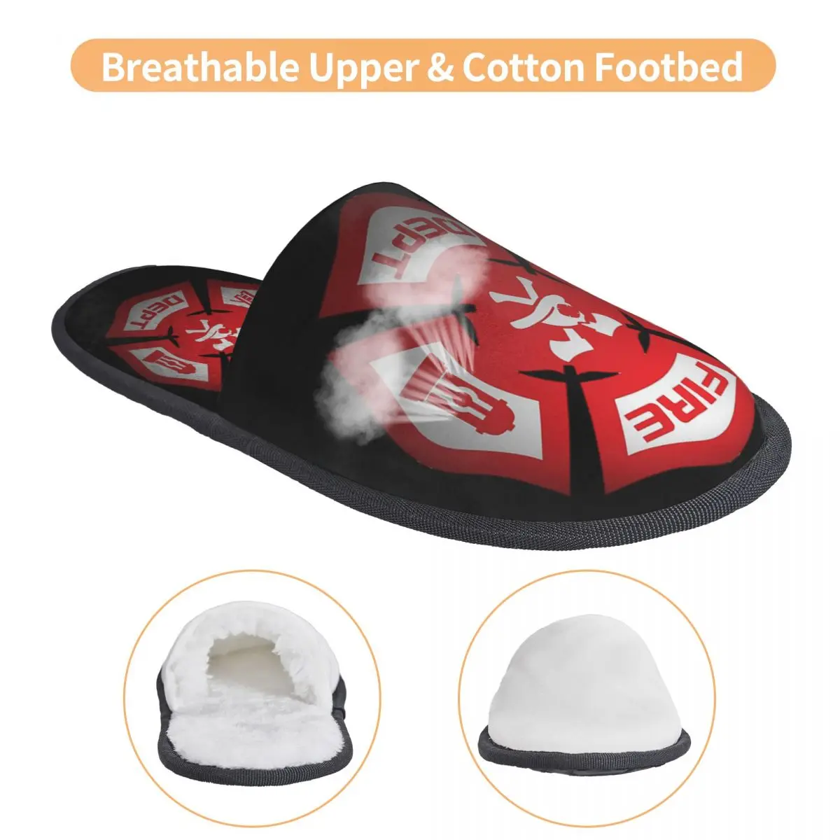Красный значок пожарной службы мужские и женские меховые тапочки удобные для