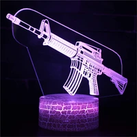 m4a1 machine gun 3d lamp acrylic usb led night lights neon sign lamp xmas christmas decorations for home bedroom birthday gifts
