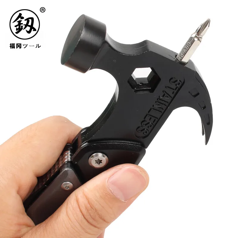 Походный молоток Мультитул снаряжение для выживания 15 в 1 из нержавеющей стали