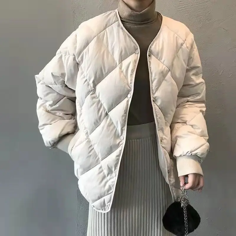 

Ringer Cotton Jacket Female Winter 2022 New Bread Clothes Down Cotton Collarless Cotton Jacket Short Section Cotton Jacket