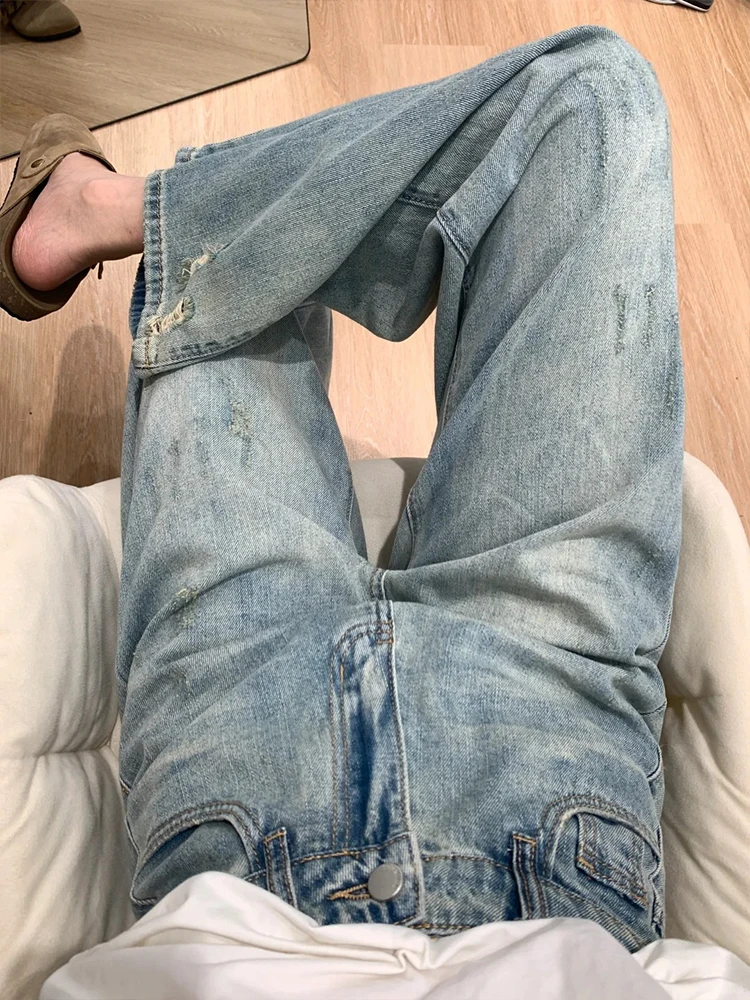 Рваные джинсы больших размеров с высокой талией женские маленькие грушевидные