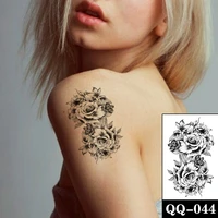 flowers cluster temporary tattoo stickers sexy black rose leaves fake tattoos waterproof tatoos arm belly small size for women