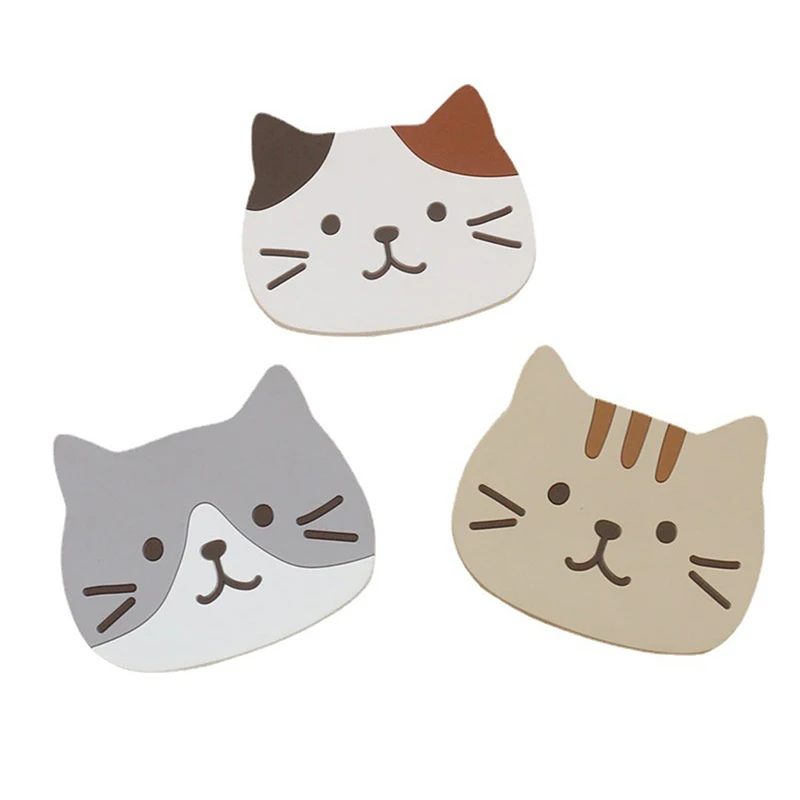 

Cartoon Cat Shaped Tea Mat Cup Holder Mat Coffee Drinks Drink Coaster Hot Drink Stand Insulated Pad Kitchen Accessories