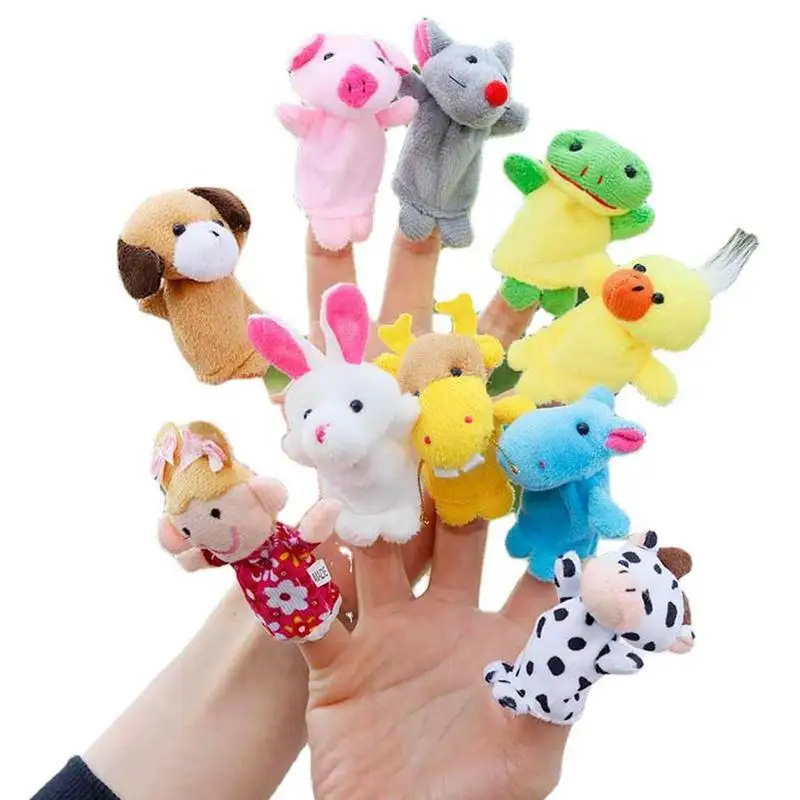 

Cartoon Finger Plush Toy Animal Family Finger Puppet Role Play Tell Story Cloth Doll Educational Finger Toys For Children Kids