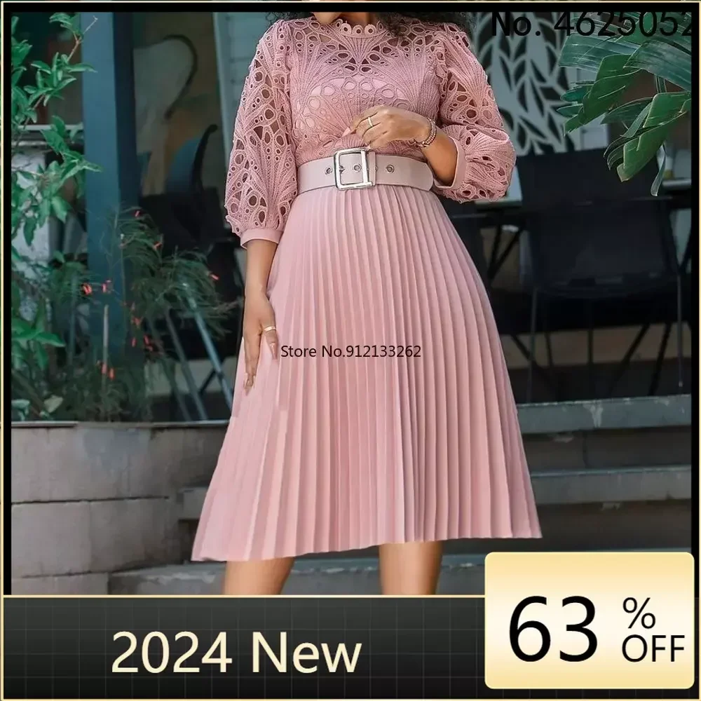 Шикарное белое плиссированное платье ажурные кружевные платья миди с пышными