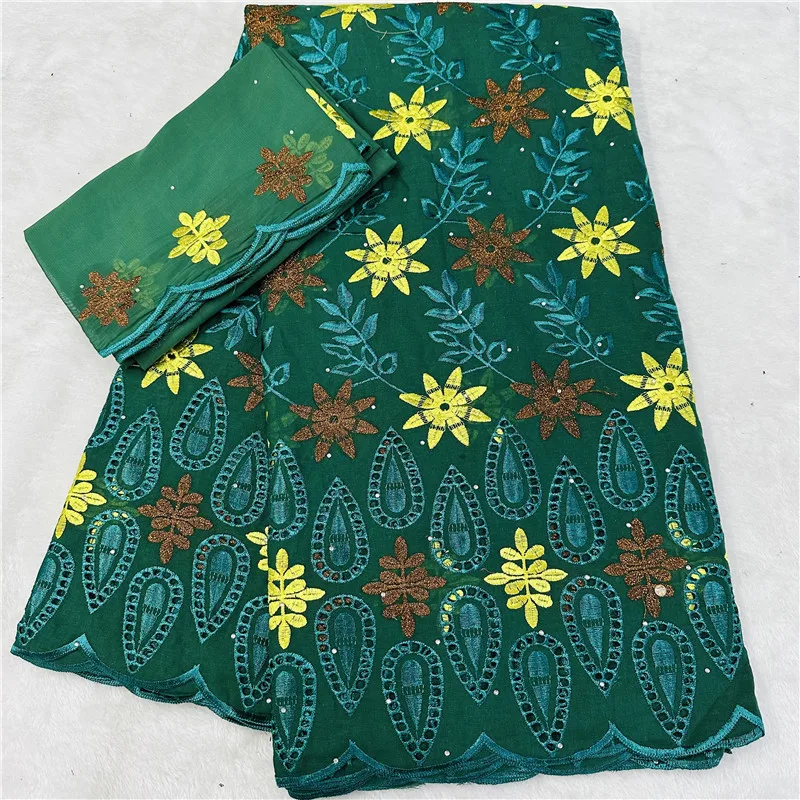 

5 + 2 ярда сухая кружевная ткань 2023 новейшая Тяжелая вышивка бисером африканская 100% хлопчатобумажная швейцарская вуаль популярный Дубай Стиль HL080103