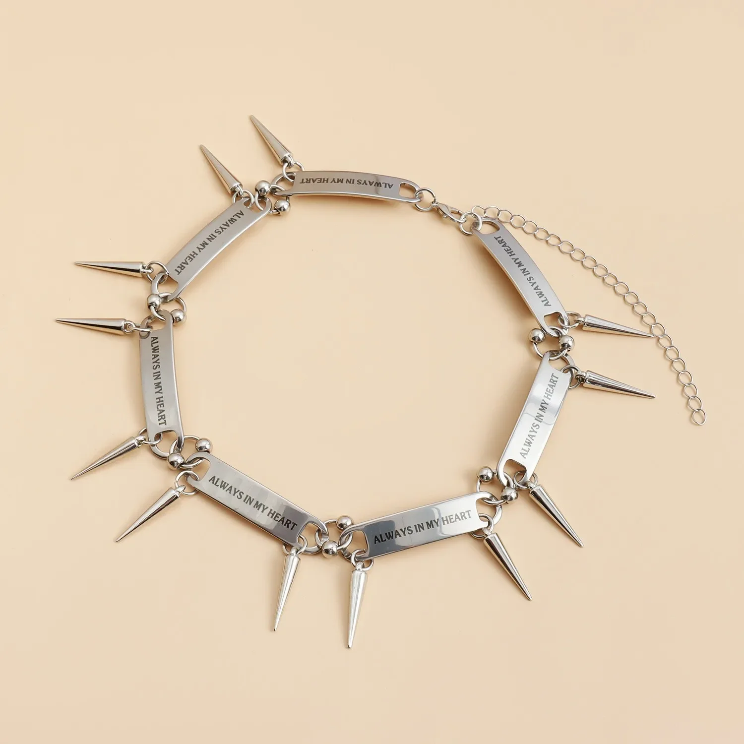 Ожерелье с заклепками из цинкового сплава панк лезвие бритвы ломтики ожерелья