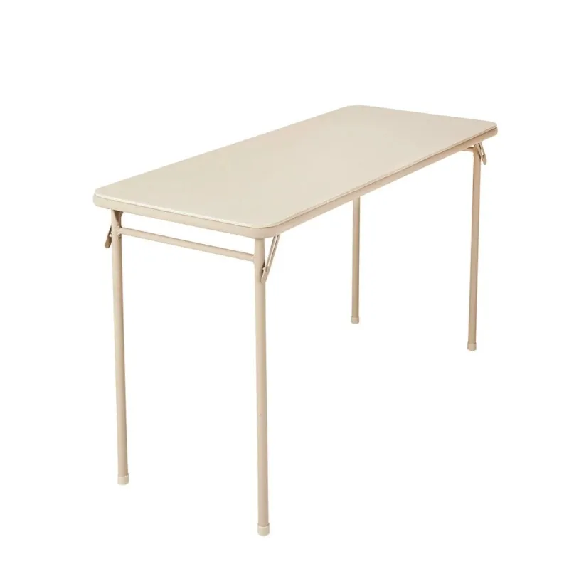 

DZQ picnic table foldable portable 20" x 48" Vinyl Upholstered Steel Frame Folding Table Antique Linen