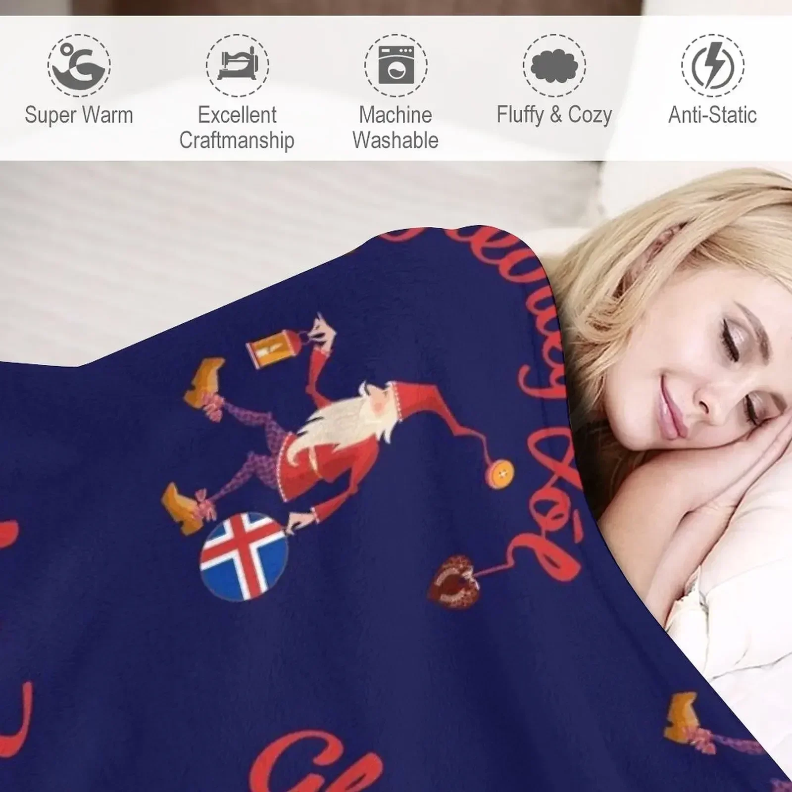 Новое одеяло Gledileg Jol с Исландским Рождеством и Исландическим флагом мягкие