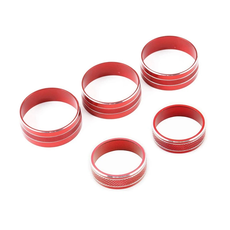 

Audio Switch Button & Air Conditioning Knob Button Cover Switch Trim for Jeep Wrangler JK Compass Patriot 5PCS Red